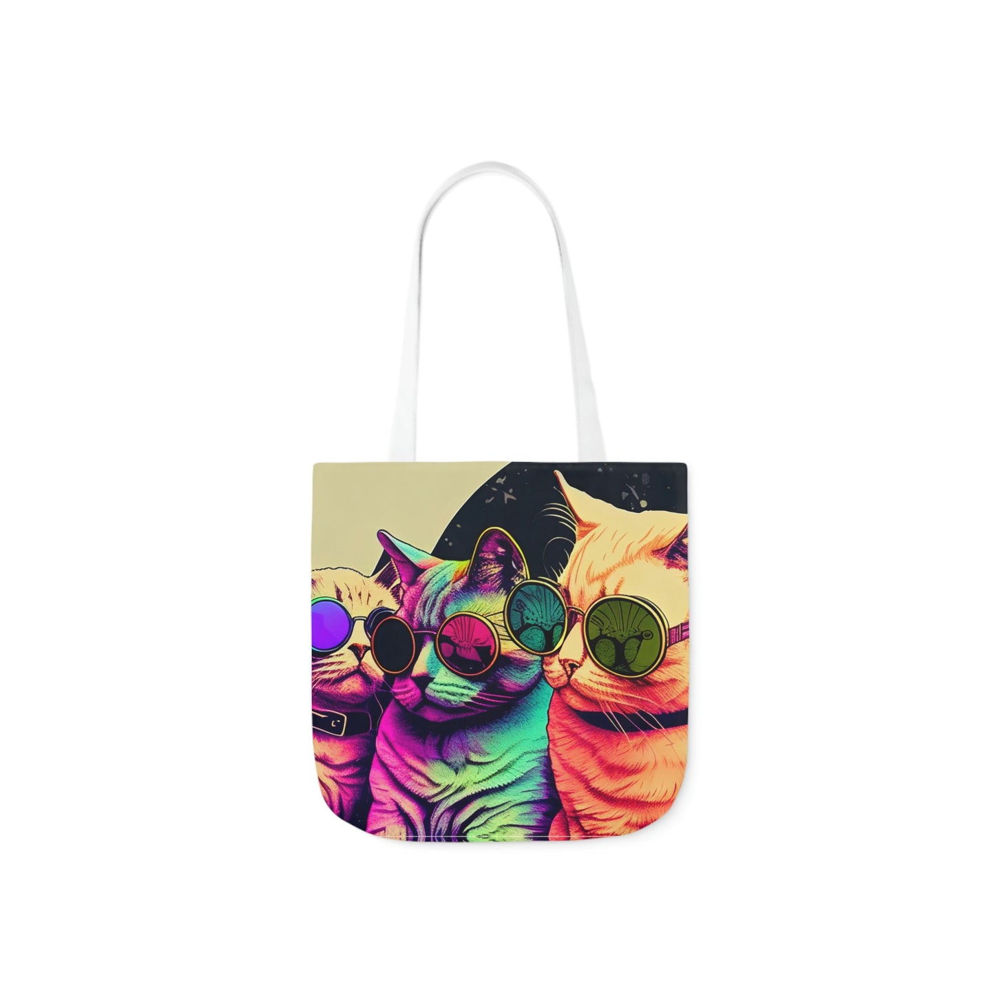 Psychedelic Cats Polyester Canvas Tote Bag