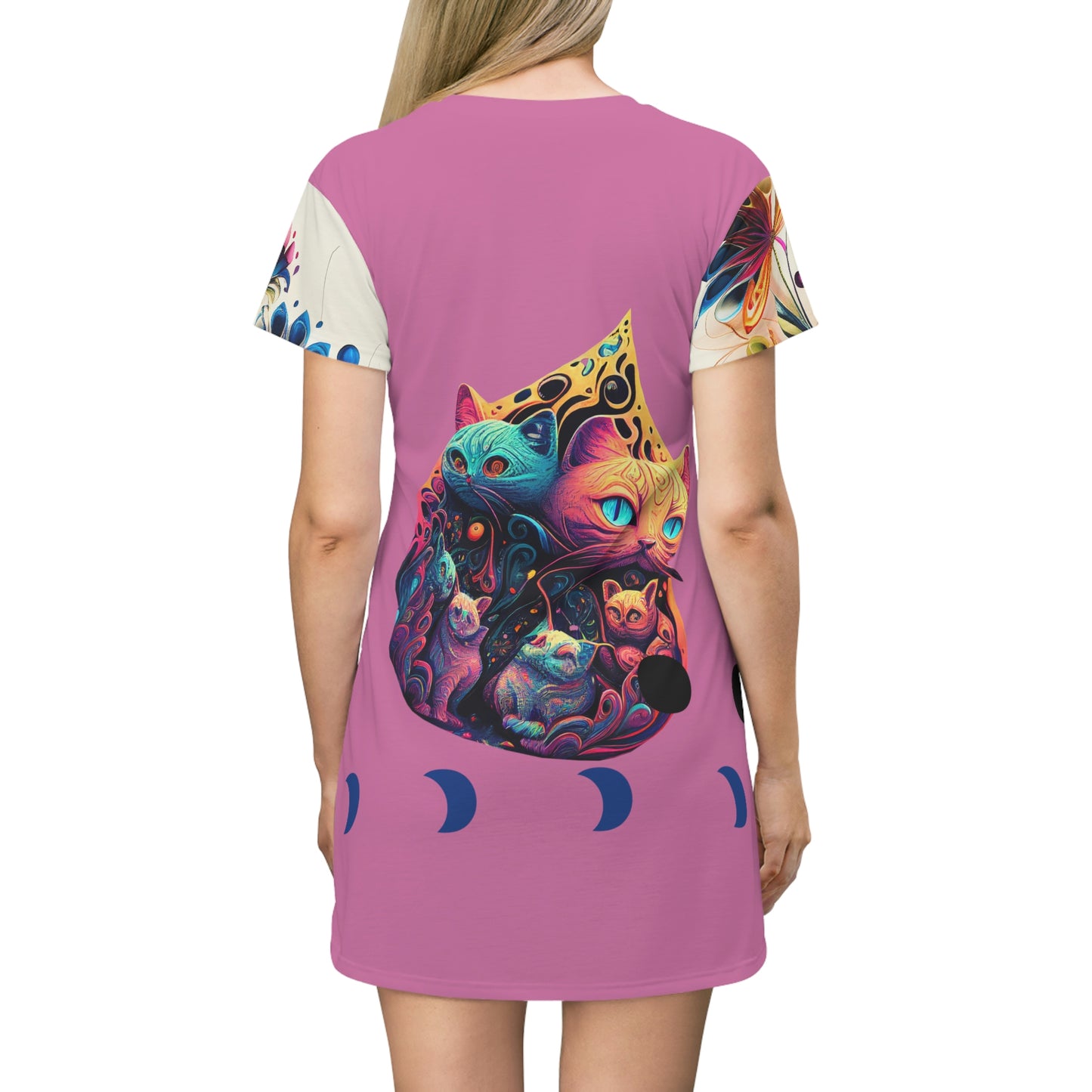 Trippy Pink Cat T-Shirt Dress
