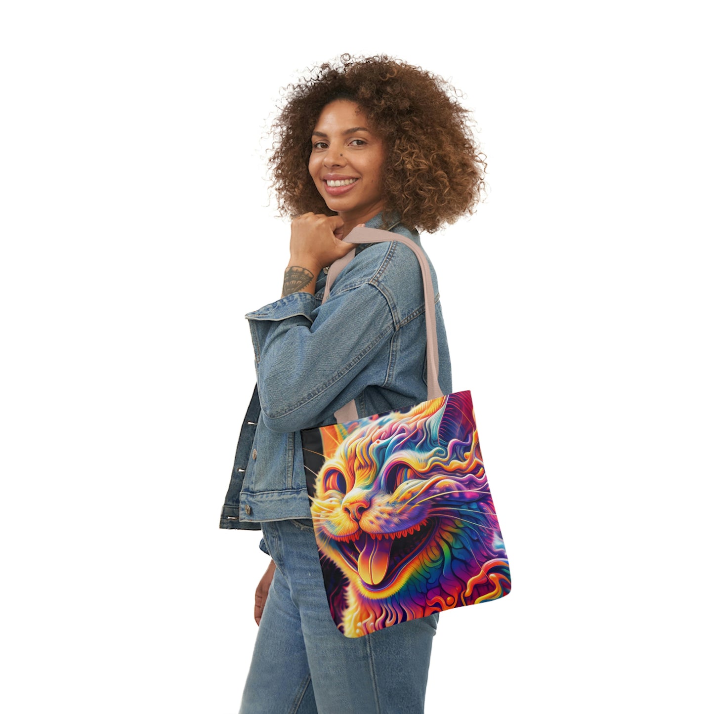 Acid Cat Canvas Tote Bag
