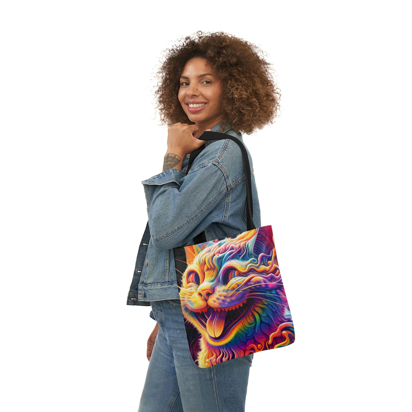 Acid Cat Canvas Tote Bag