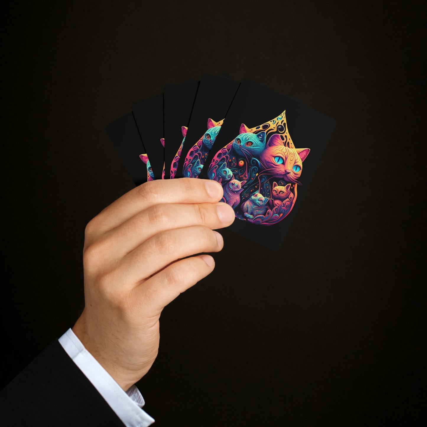 Psychedelic Cats Playing Cards