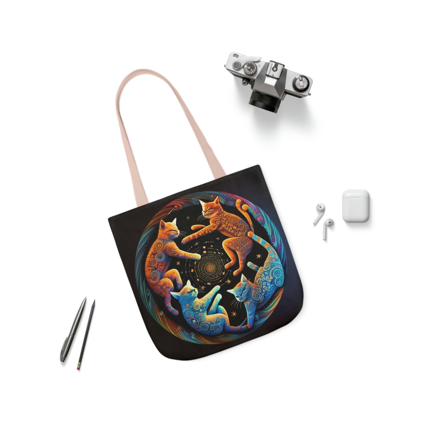 Circling Cats Canvas Tote Bag