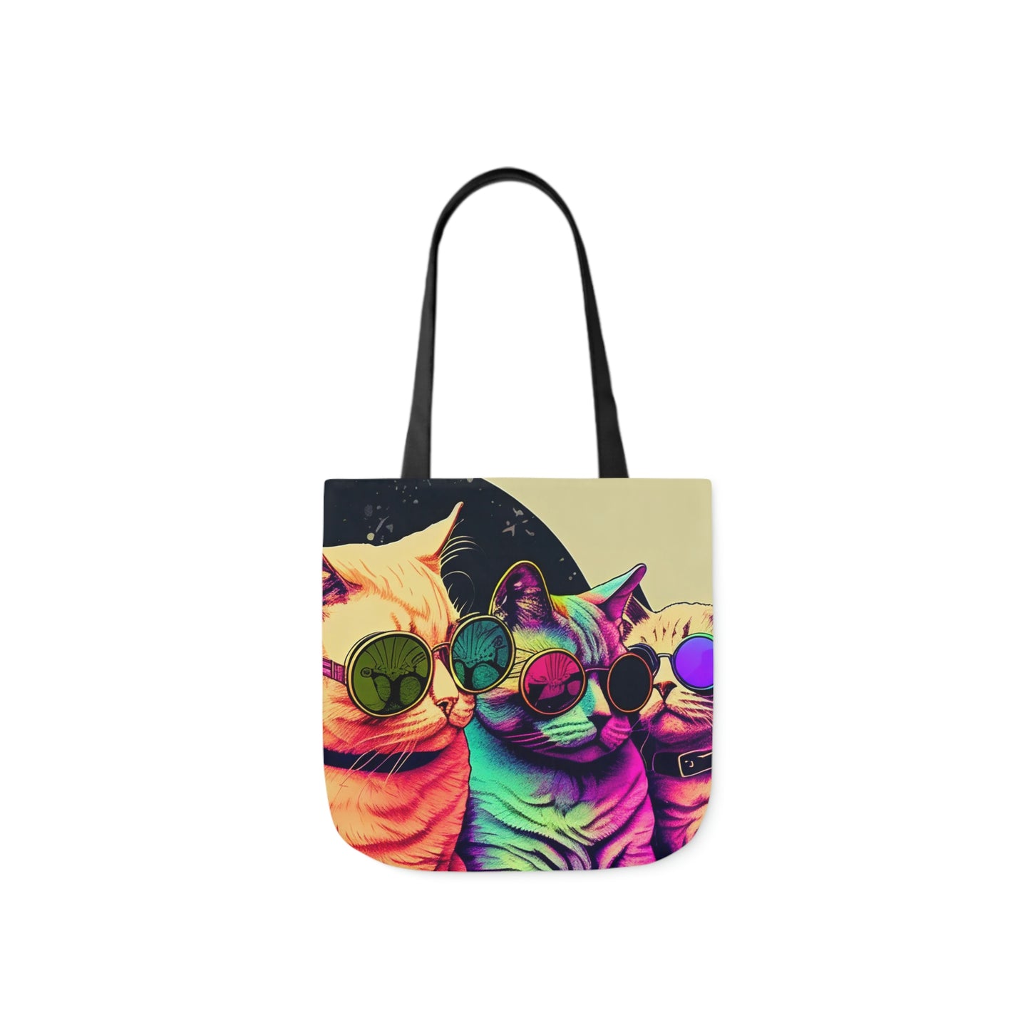 Psychedelic Cats Polyester Canvas Tote Bag