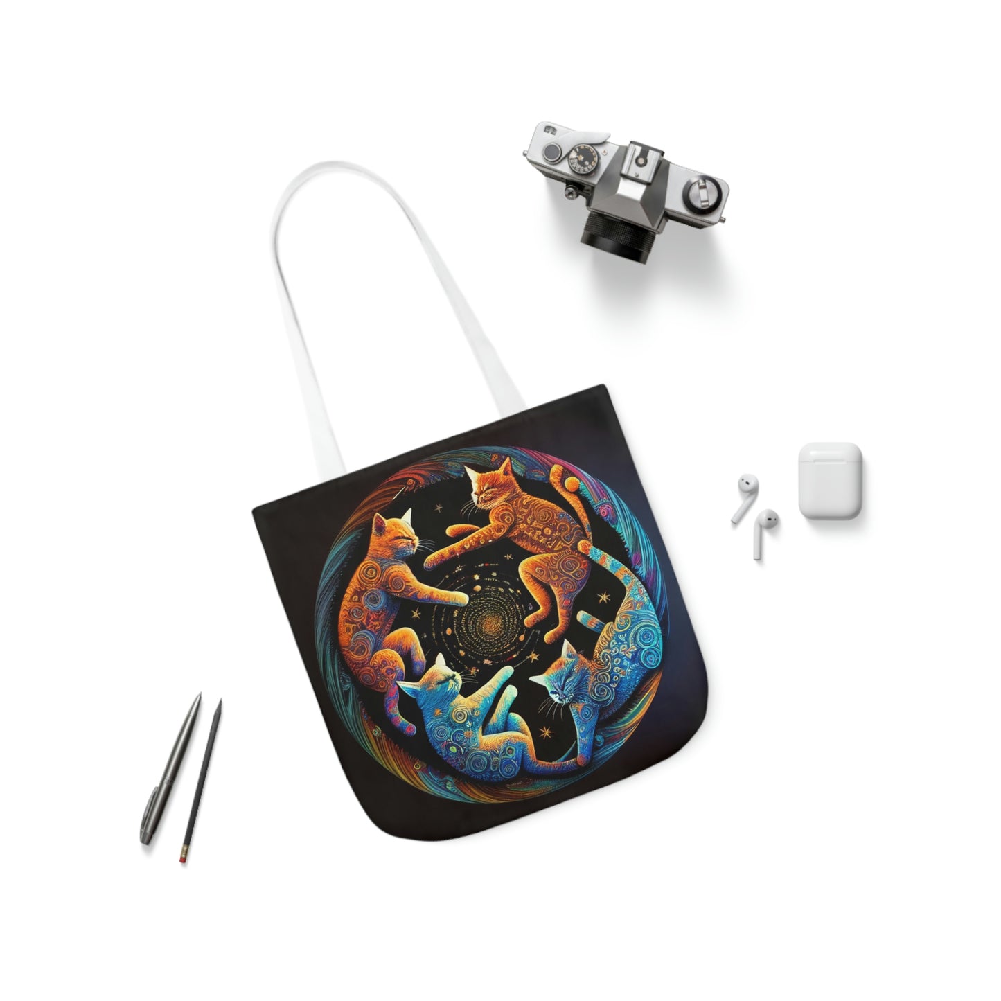 Circling Cats Canvas Tote Bag