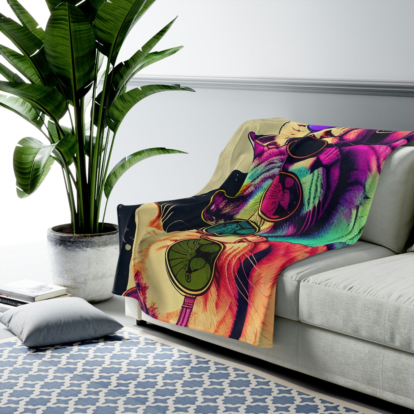 Trippy Cats Plush Blanket