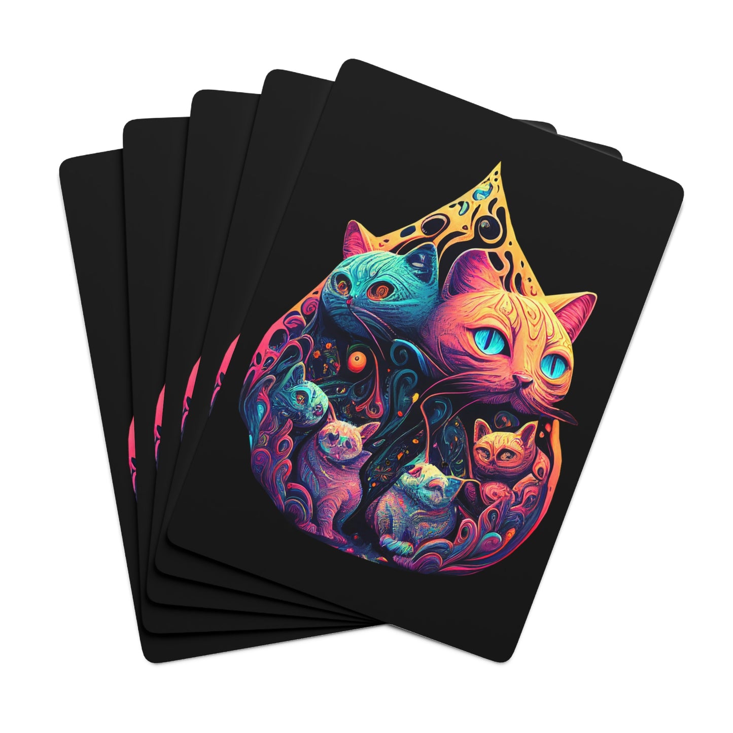 Psychedelic Cats Playing Cards