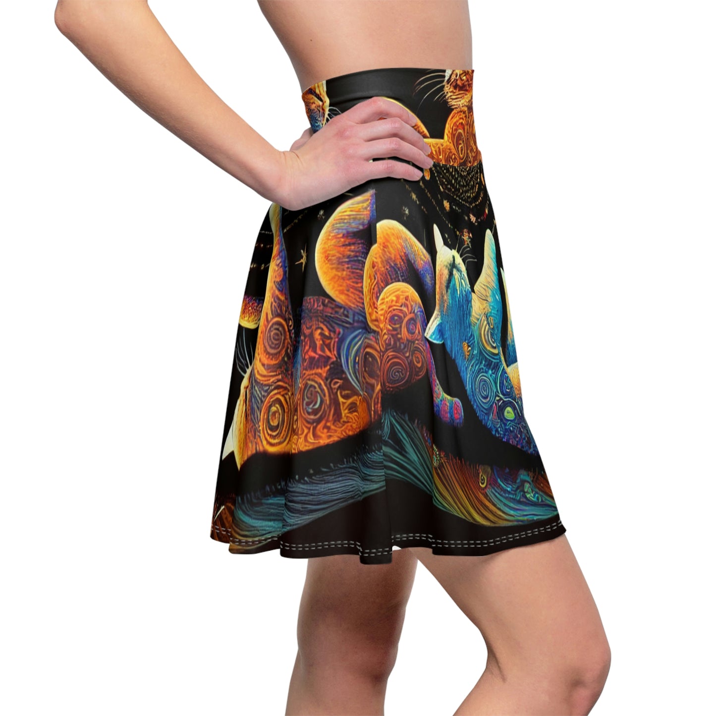 Psychedelic Cats Women's Skater Skirt