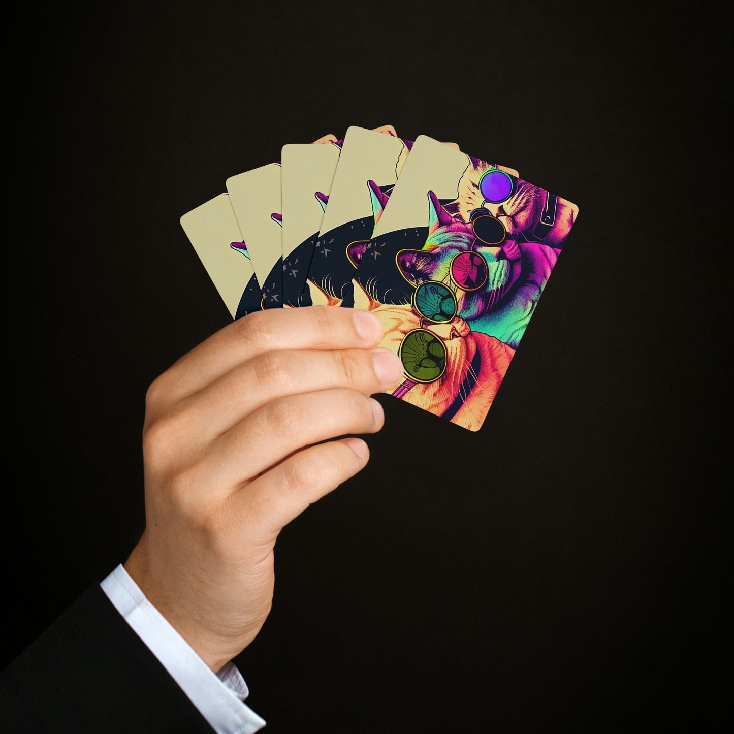 Psychedelic Cats Poker Cards