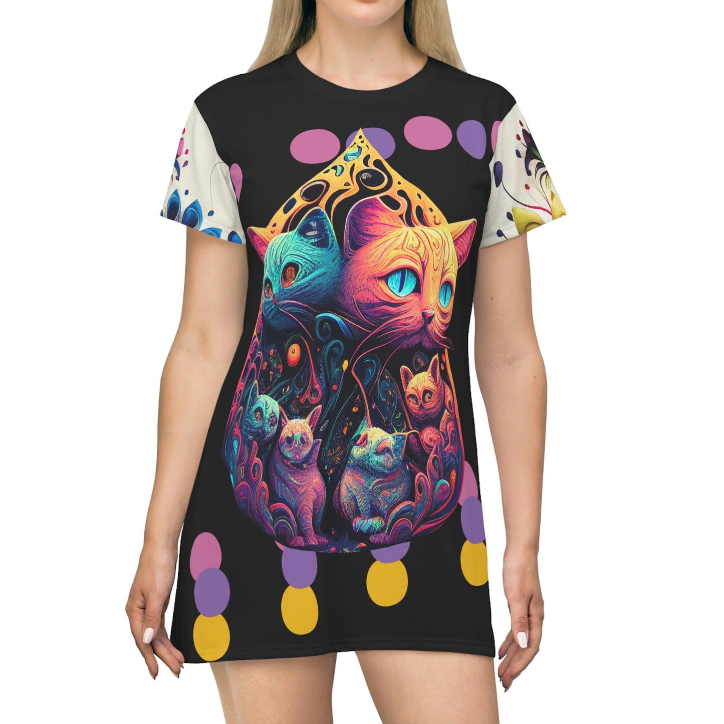 Trippy Cat T-Shirt Dress