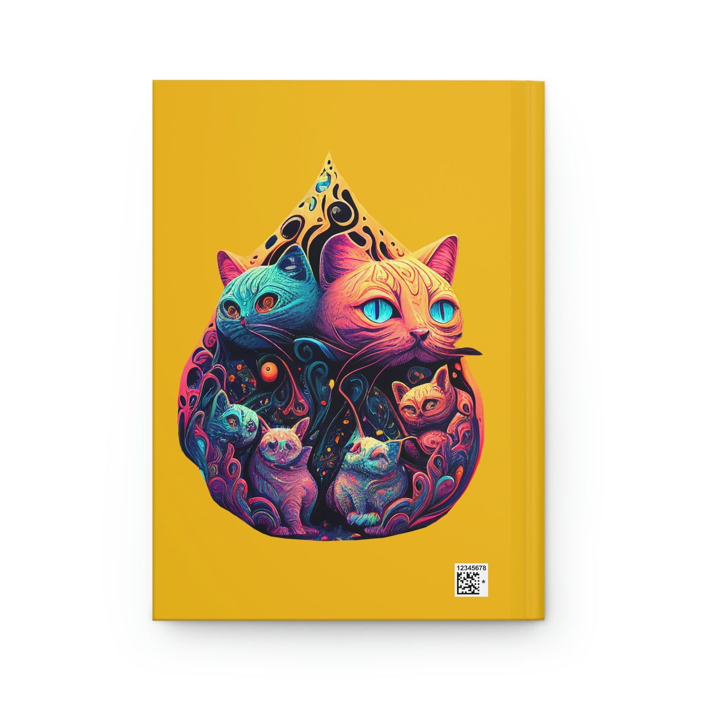 Yellow Trippy Cats Hardcover Journal
