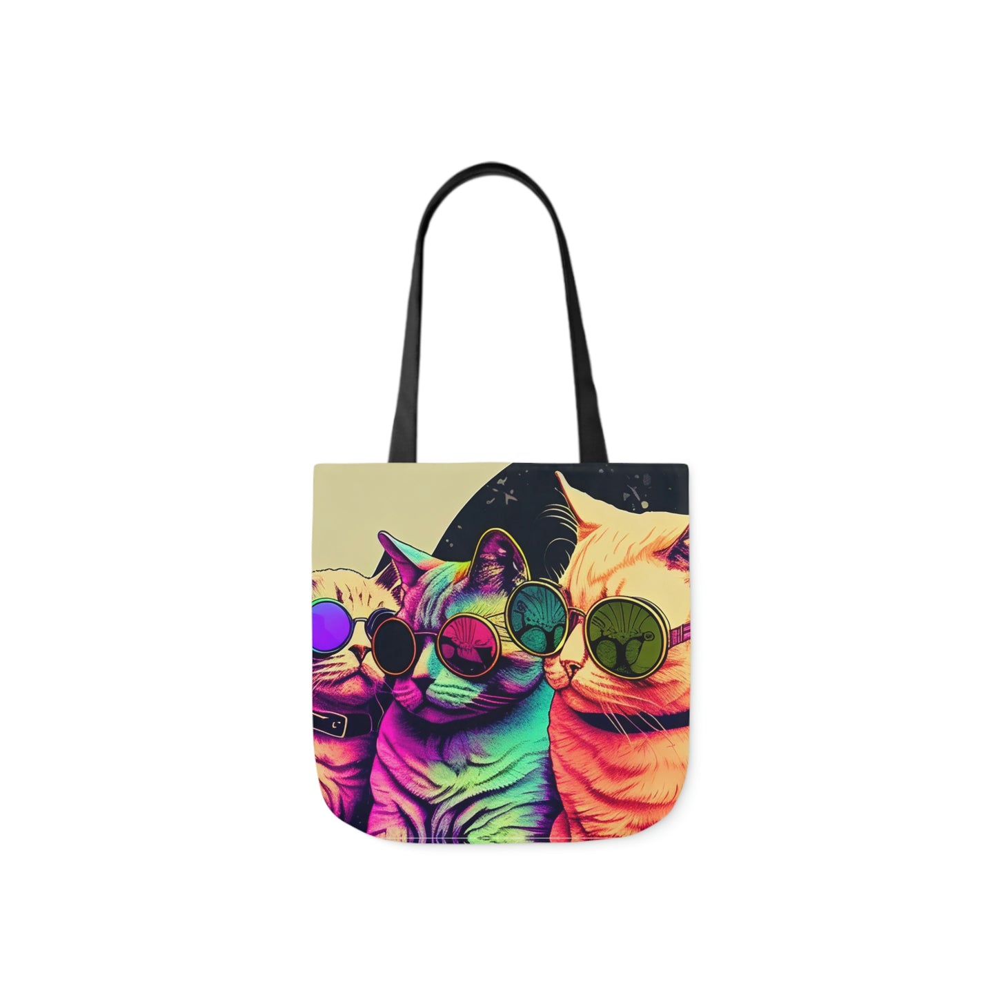 Psychedelic Cats Polyester Canvas Tote Bag