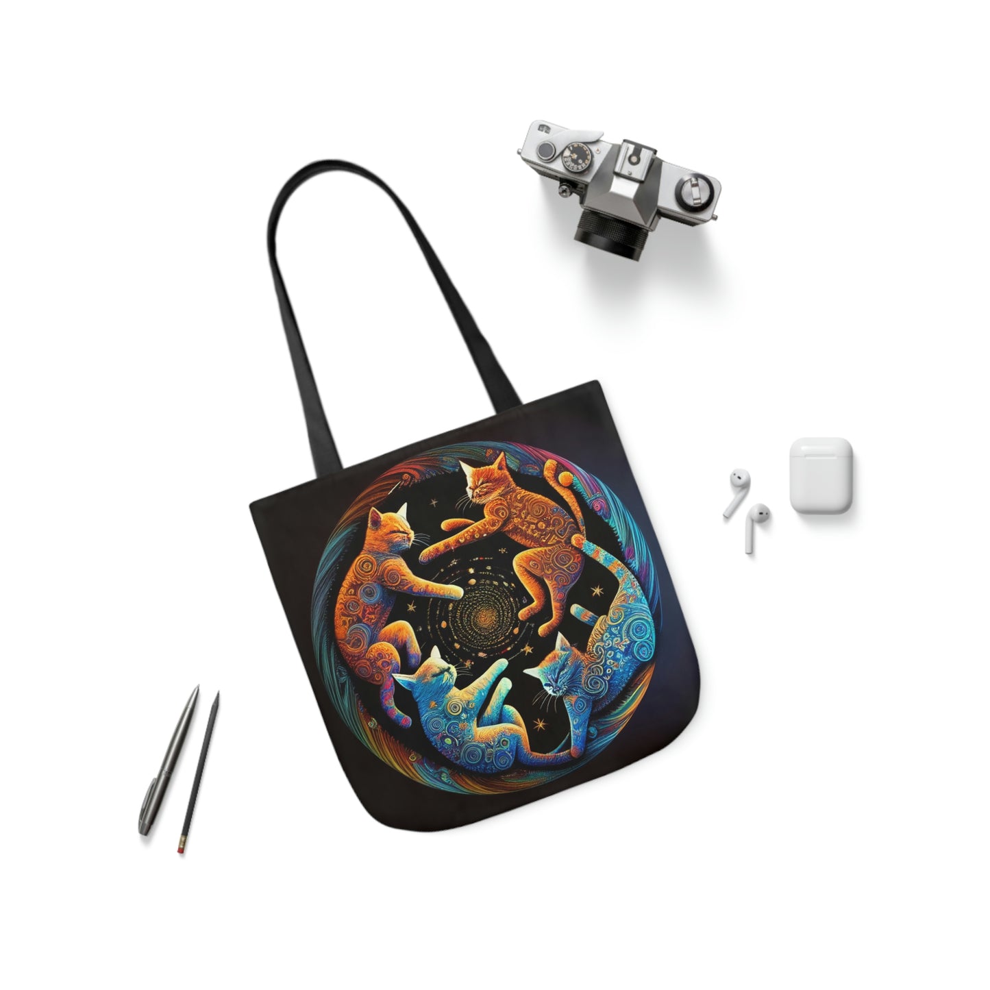 Circling Cats Canvas Tote Bag