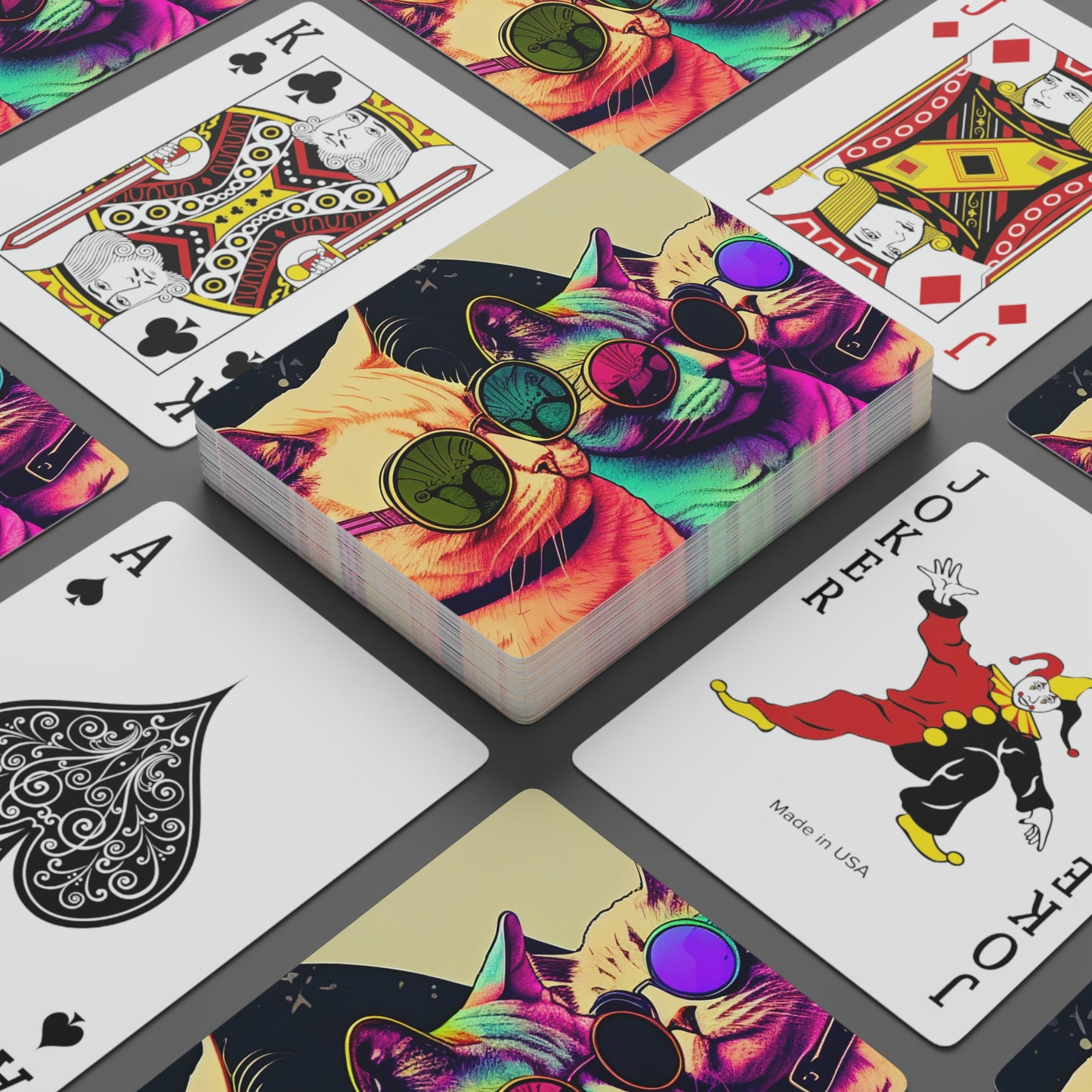 Psychedelic Cats Poker Cards