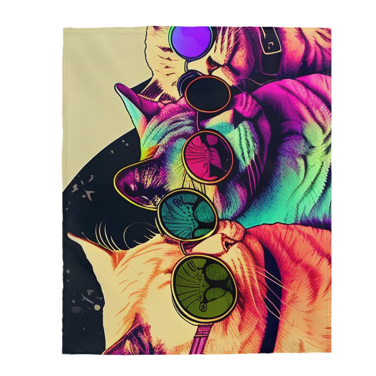 Trippy Cats Plush Blanket