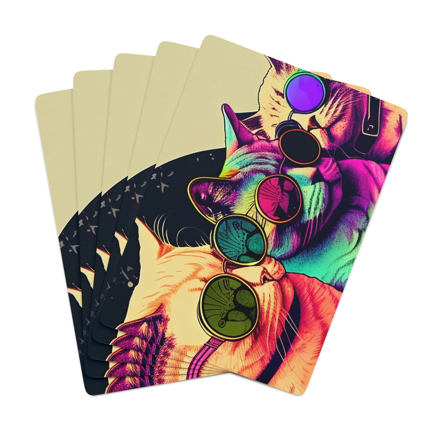Psychedelic Cats Poker Cards