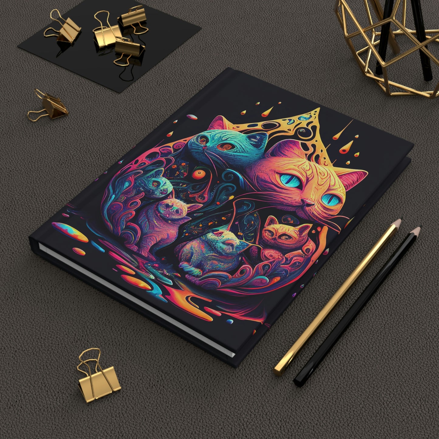 Psychedelic Cats Hardcover Journal