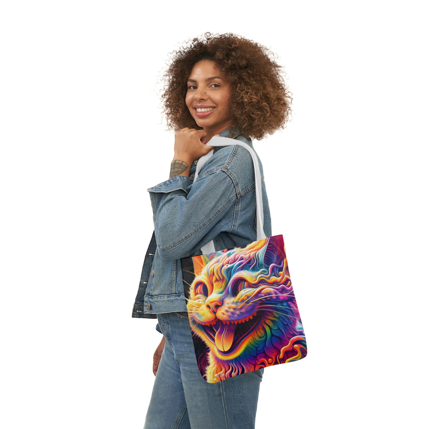Acid Cat Canvas Tote Bag