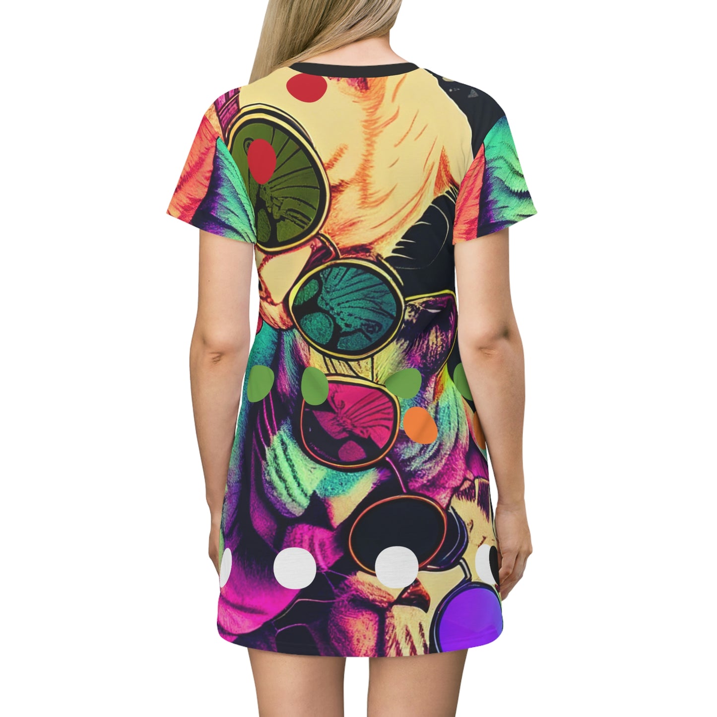 Psychedelic Cats T-Shirt Dress
