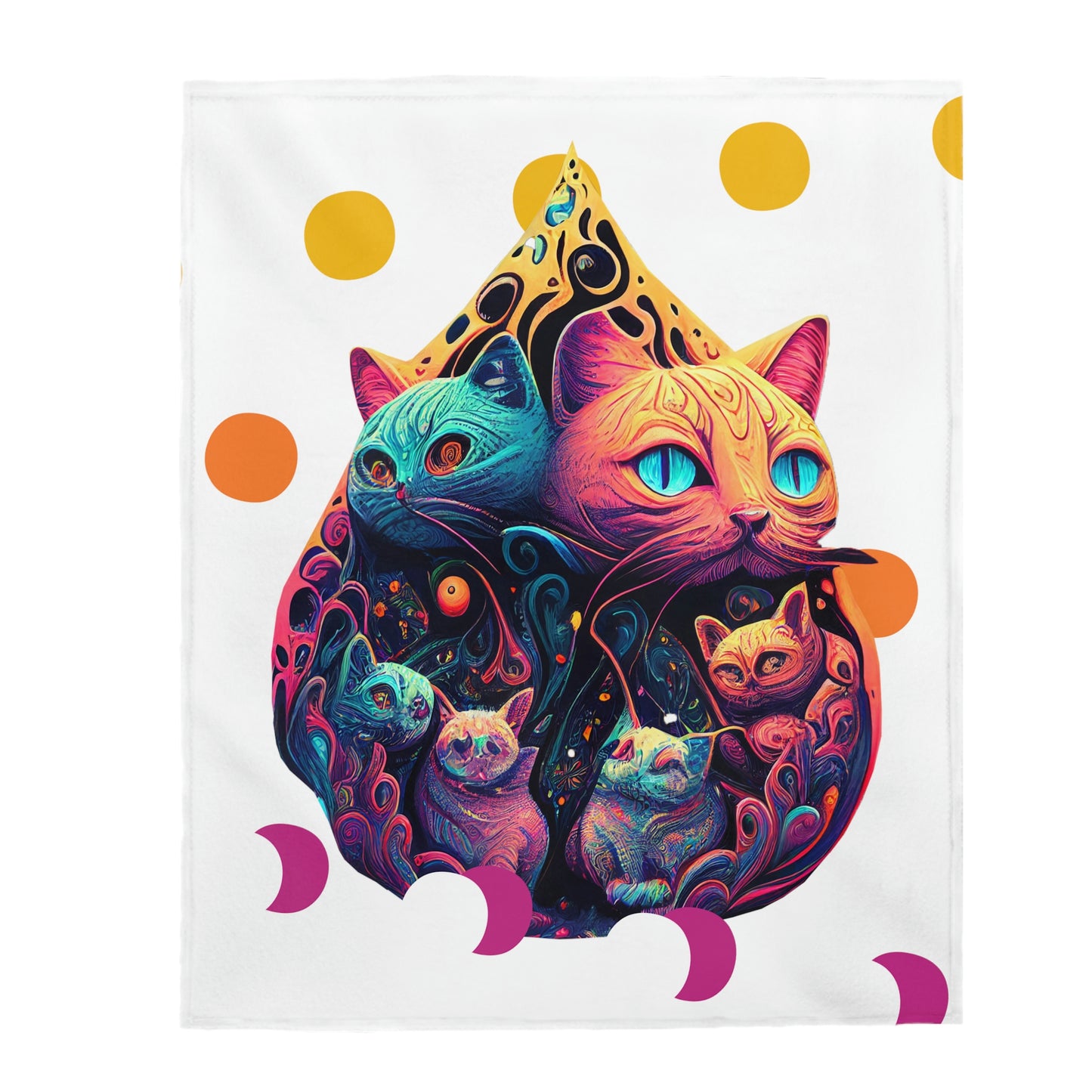 Psychedelic Cats Plush Blanket