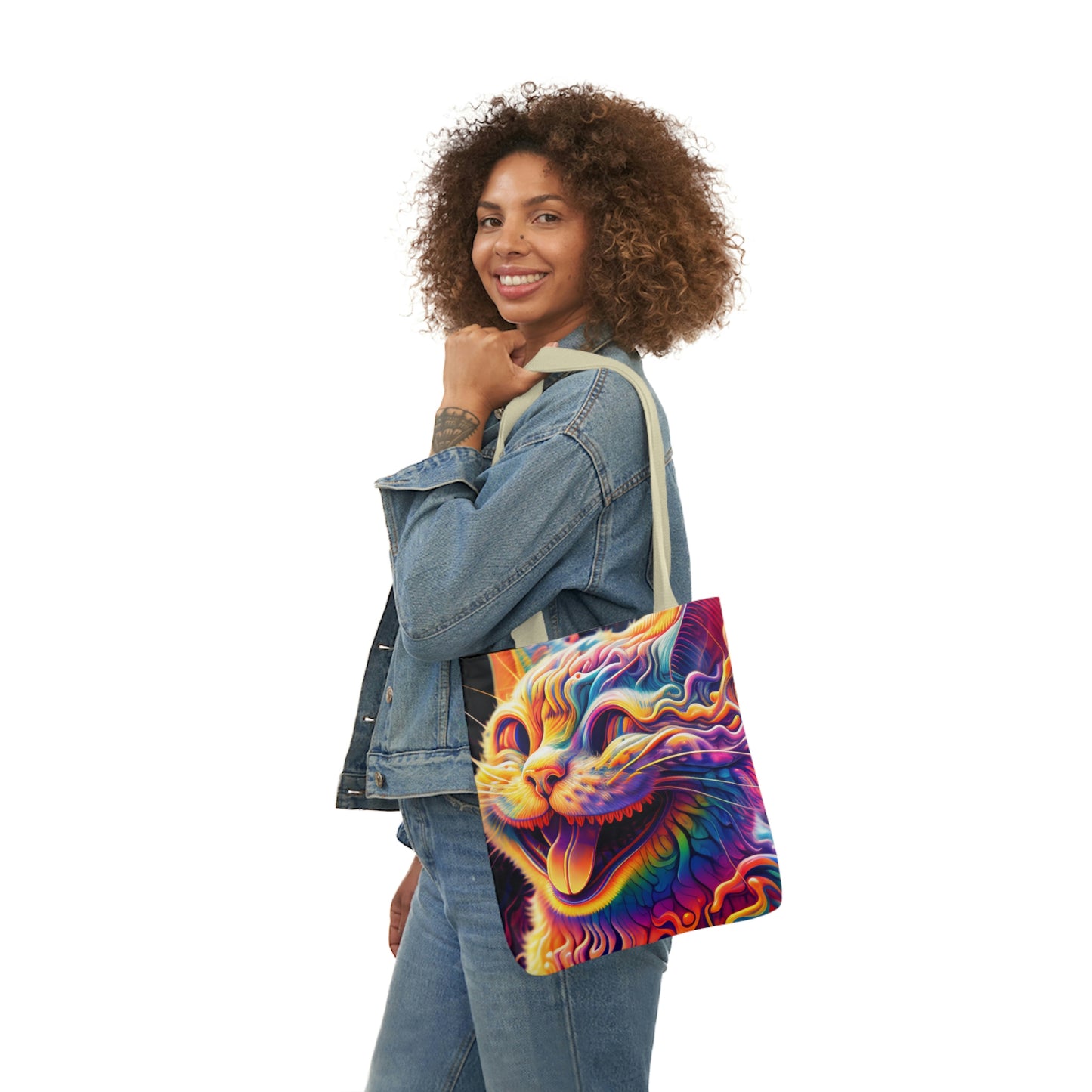 Acid Cat Canvas Tote Bag