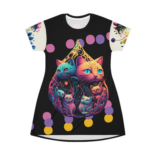 Trippy Cat T-Shirt Dress
